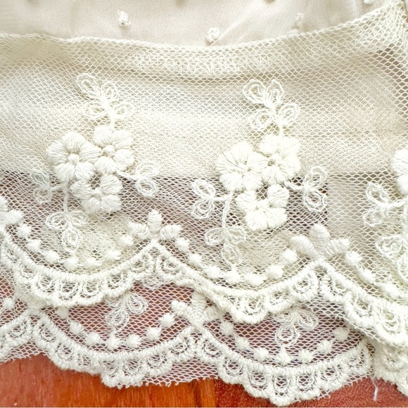 Vintage Romantic Boho Cottagecore Lace Collar Cream White Button Down  Blouse - Picture 5 of 15